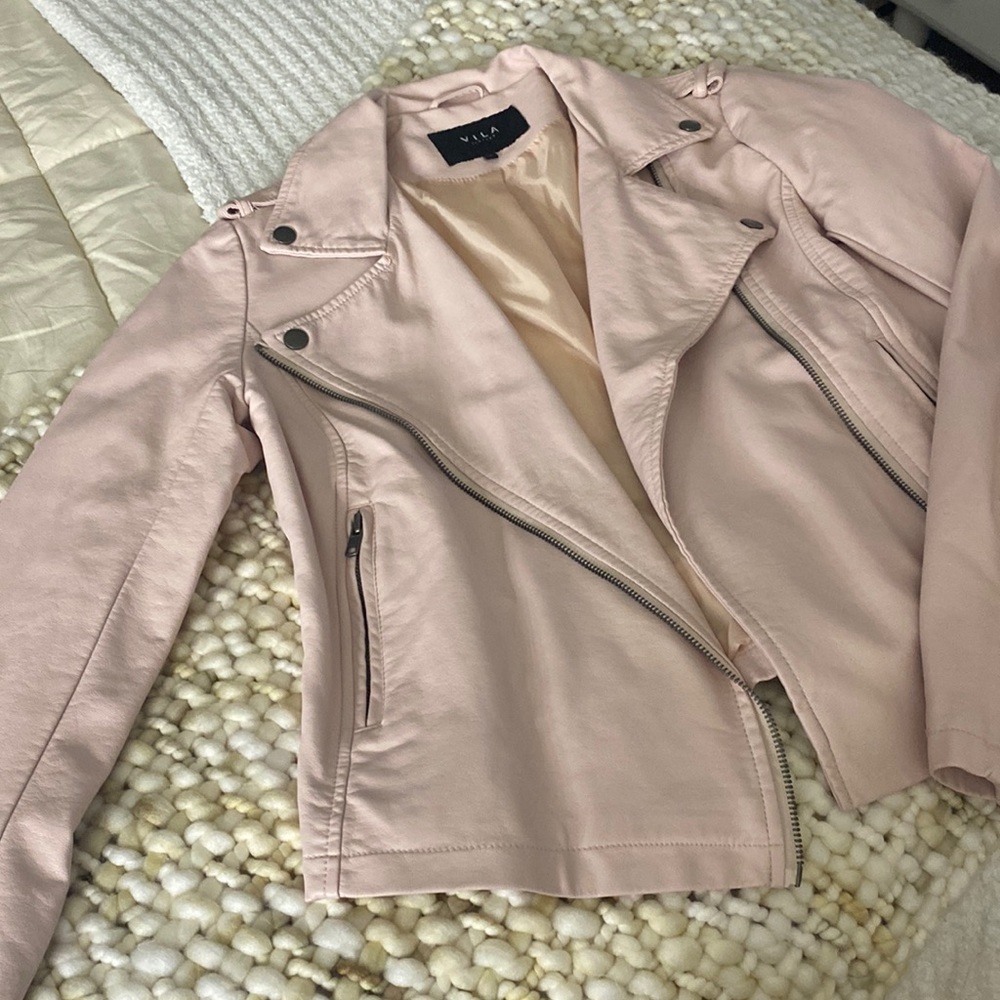 Light pink faux leather jacket